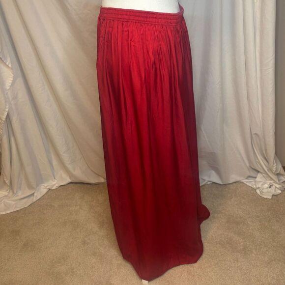 J. Crew Red Sideslit Ruffle Featherweight Low Rise Maxi Skirt Womens - Picture 3 of 6